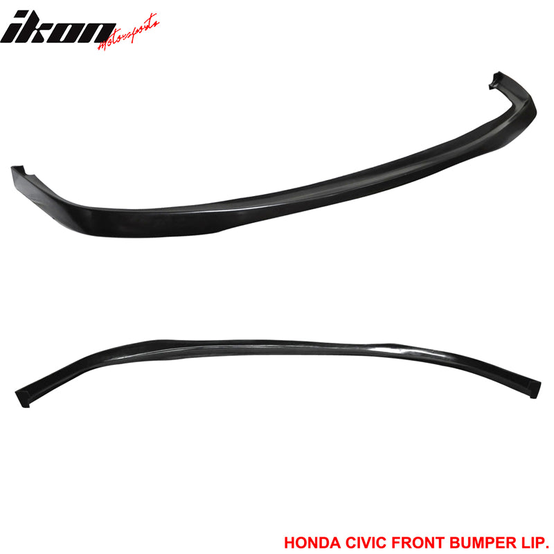 Front Bumper Lip Compatible With 1992-1995 Honda Civic, EG SIR Style Unpainted Black PU Spoiler Splitter Valance Fascia Cover Guard Protection Conversion by IKON MOTORSPORTS, 1993 1994