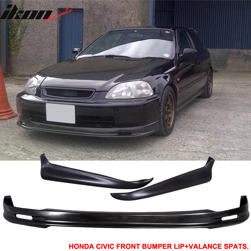 Fits 96-98 Honda Civic Mugen Front Bumper Lip + 2PC Rear Bumper Lip