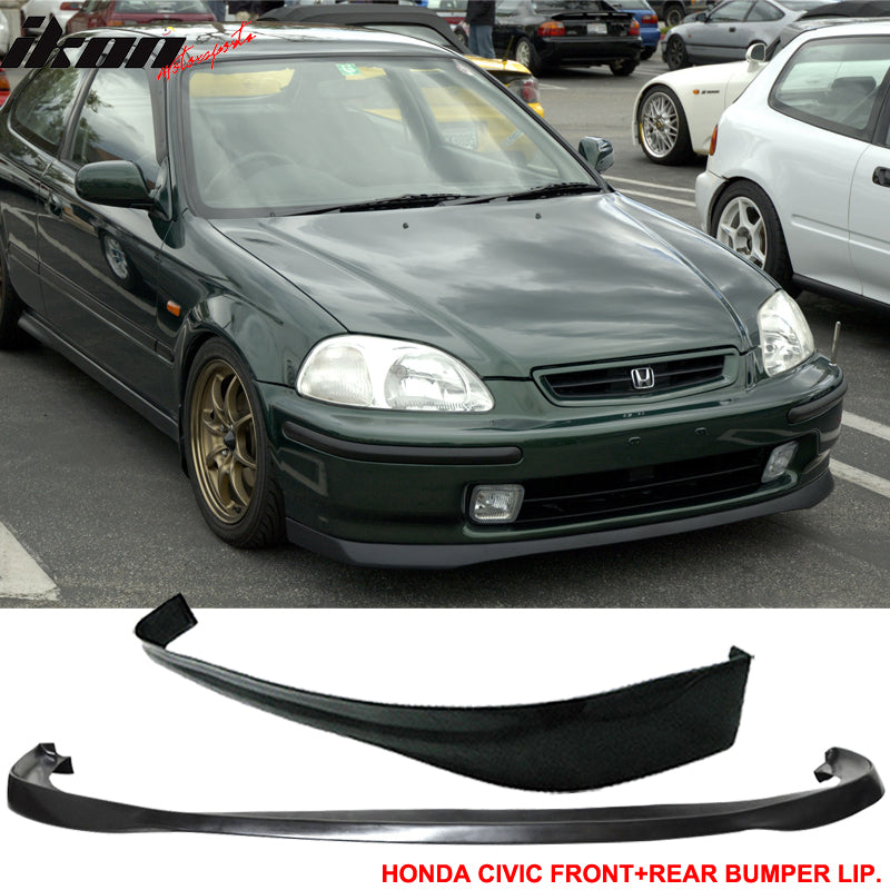 Fits 96-98 Honda Civic 3Dr SIR Front + Rear Bumper Lip Car