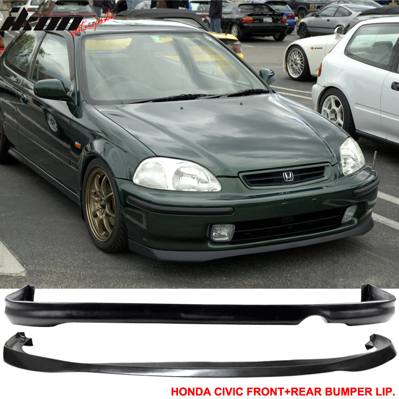 For Honda Civic 96-98 2 SIR Front + Rear Bumper Lip Spoiler PU
