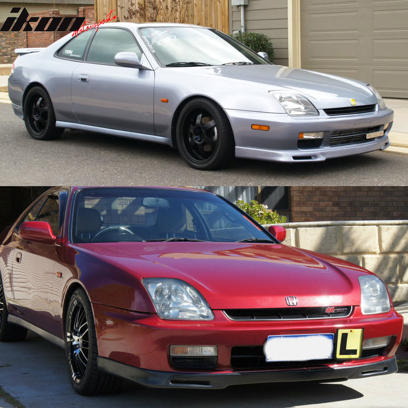 Front Bumper Lip Compatible With 1997-2001 Honda Prelude, P1 Style PU Black Front Lip Spoiler Splitter Air Dam Chin Diffuser Add On by IKON MOTORSPORTS, 1998 1999 2000