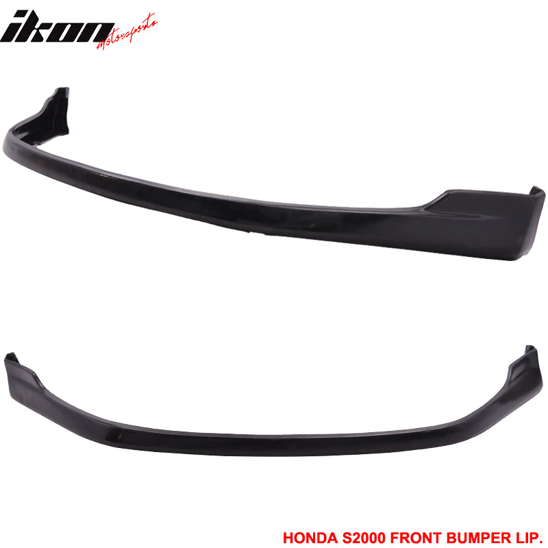 Front Bumper Lip Compatible With 2000-2003 HONDA S2000 AP1, T-r Style PU Black Front Lip Spoiler Splitter by IKON MOTORSPORTS, 2001 2002