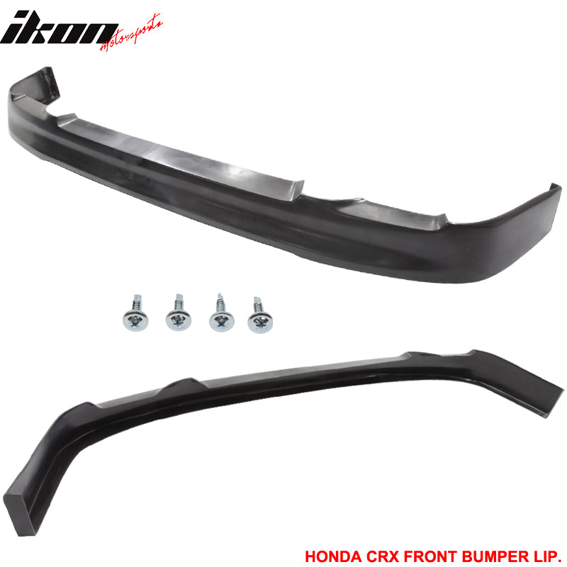 Front Bumper Lip Compatible With 1990-1991 HONDA CRX SI, CS Style PU Black Front Lip Spoiler Splitter Air Dam Chin Diffuser Add on by IKON MOTORSPORTS