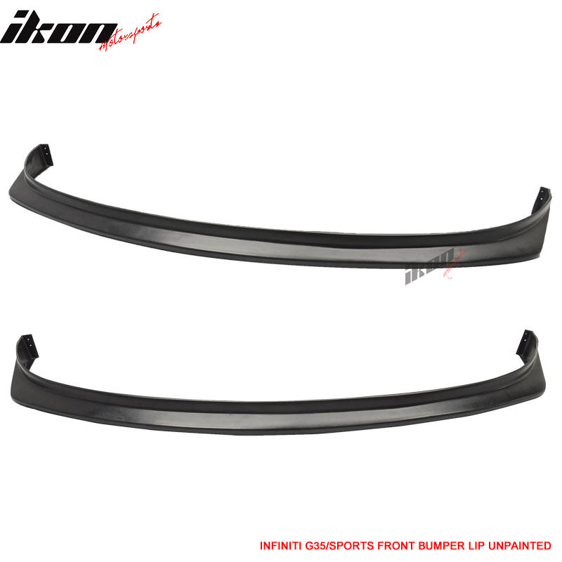 Front Bumper Lip Compatible With 2006-2007 Infiniti G35, 2Dr Sports Front Bumper Lip Spoiler Unpainted Black Poly Urethane PU by IKON MOTORSPORTS