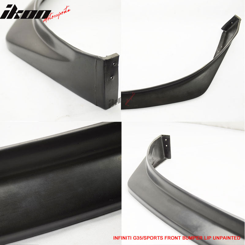 Fits 06-07 Infiniti G35 Sport Front Bumper Lip Spoiler Kit Unpainted Black PU