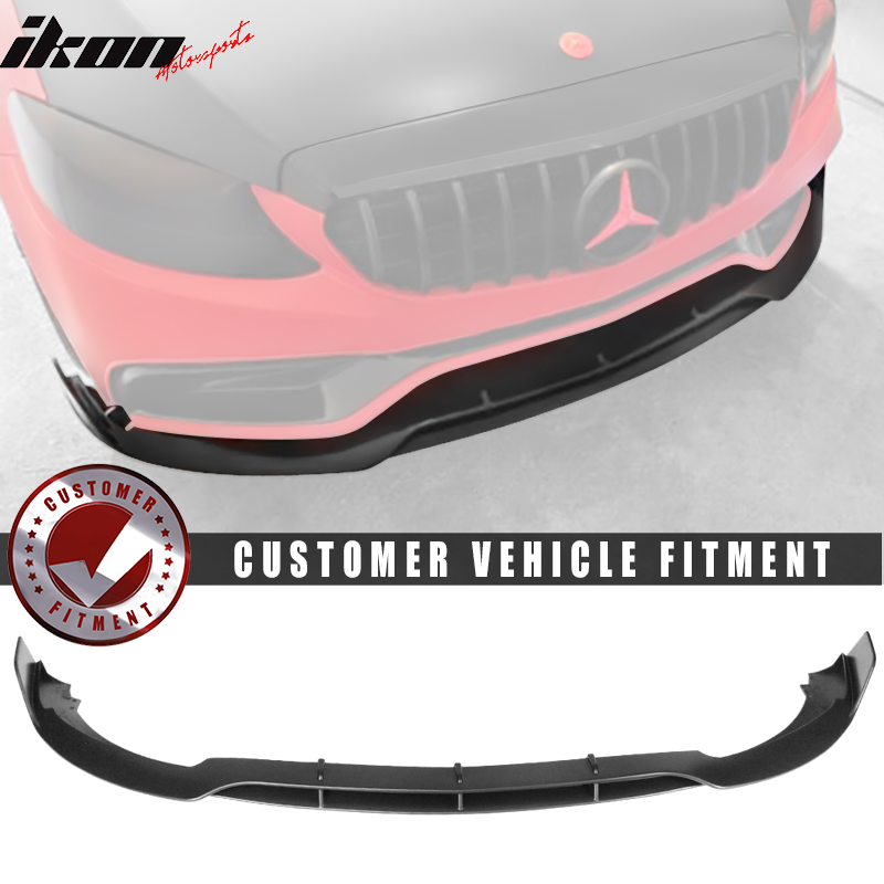 IKON MOTORSPORTS, Front Bumper Lip Compatible With 2015-2020 Mercedes-Benz W205 C-Class C63 AMG, AP Style Painted PU Front Lip Spoiler Body Kit Protector, 2016 2017