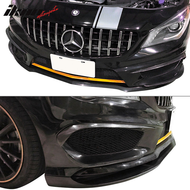 Front Bumper Lip Compatible With 2014-2016 Mercedes-Benz C117 CLA Class CLA45 AMG, Revo Style Black PP Air Dam Chin Diffuser by IKON MOTORSPORTS, 2015