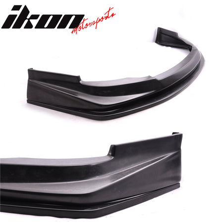 Front Bumper Lip Compatible With 2008-2015 Mitsubishi Lancer, V Style Black PU Front Lip Finisher Under Chin Spoiler Add On by IKON MOTORSPORTS, 2009 2010 2011 2012 2013 2014