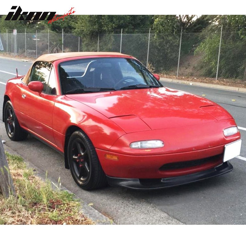 Front Bumper Lip Compatible With 1990-1997 Mazda Miata MX-5 All Models Type GV Style Black Spoiler Splitter Valance Fascia Cover Guard Protection Conversion by IKON MOTORSPORTS, 1991 1992 1993 1994