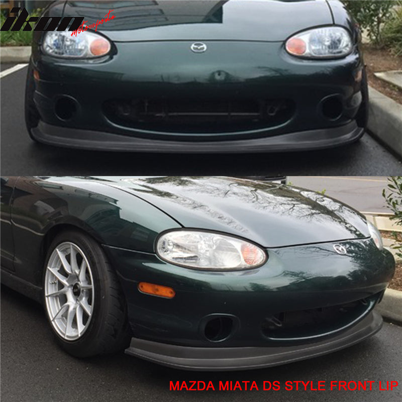 Front Bumper Lip Compatible With 1999-2000 Mazda Miata MX-5, Black PU Front Lip Finisher Under Chin Spoiler Add On by IKON MOTORSPORTS