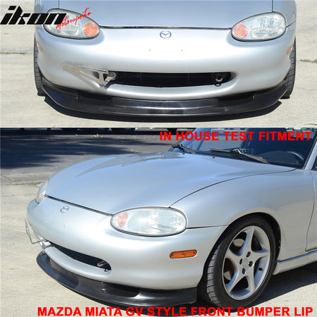 Front Bumper Lip Compatible With 1999-2000 Mazda Miata MX-5, Black PU Front Lip Finisher Under Chin Spoiler Add On Splitter Valance Underbody by IKON MOTORSPORTS
