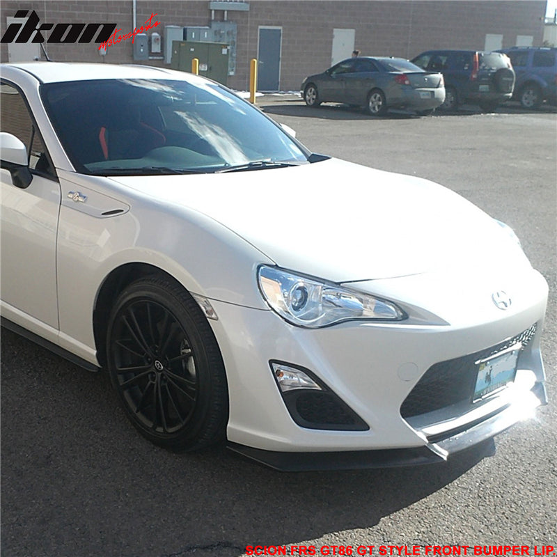 Compatible With 2013-2016 Scion FRS GT Style Front Bumper Lip Unpainted Black Poly-Urethane