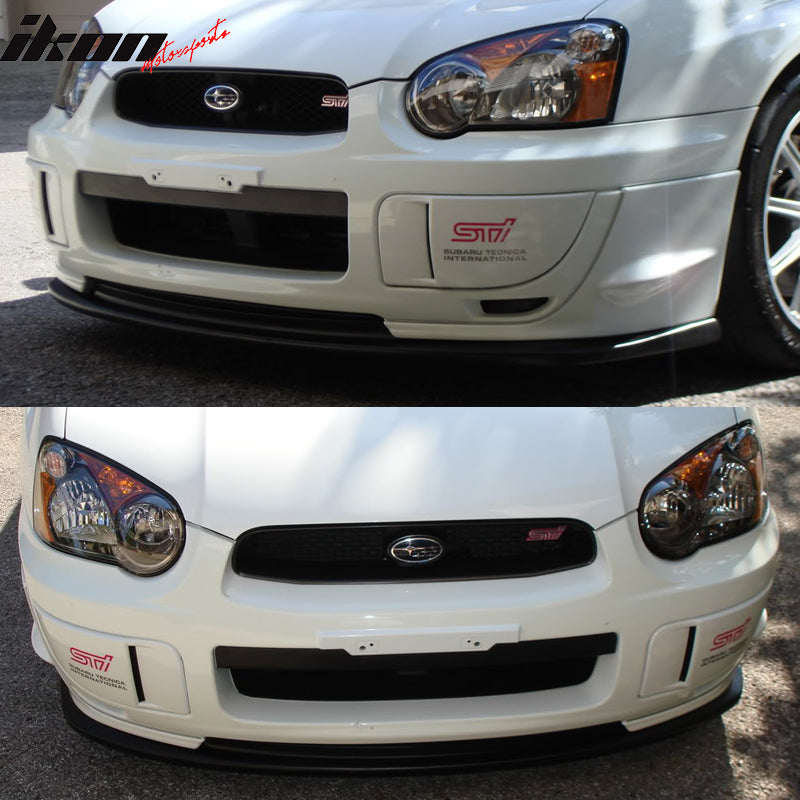 Front Bumper Lip Compatible With 2004-2005 Subaru Impreza, V-LIMITED Style Polyurethane (PU) Unpainted Black Guard Protection Finisher Under Chin Spoiler by IKON MOTORSPORTS