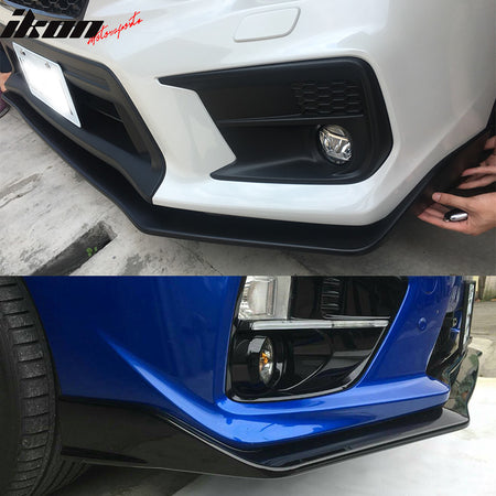 Front Bumper Lip Compatible With 2015-2017 Subaru WRX STI, S207 Style Black PU Front Lip Finisher Under Chin Spoiler Add On by IKON MOTORSPORTS, 2016