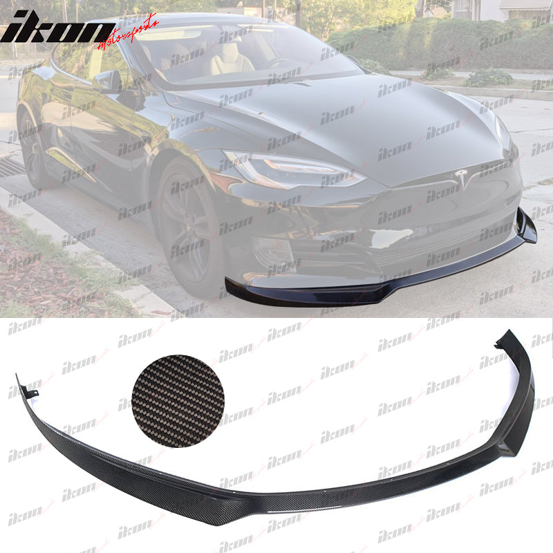 Fits 17-20 Tesla Model S IKON Style Front Lip Splitter - Carbon Fiber