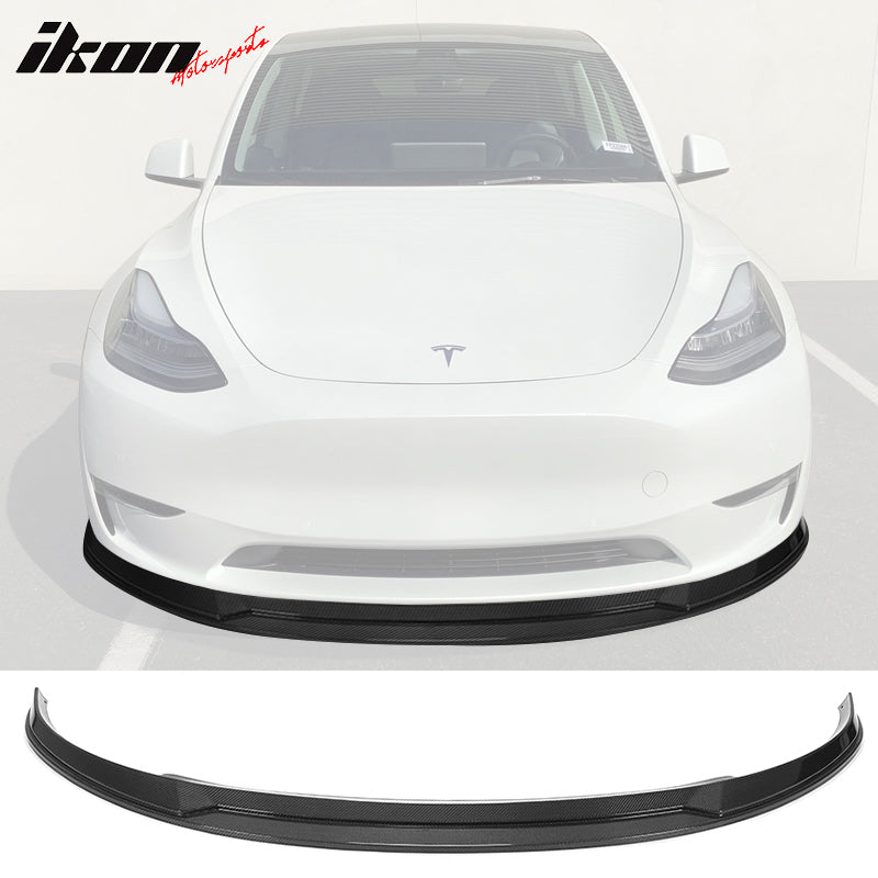 2020-2023 Tesla Y IKON Real Carbon Fiber Front Bumper Lip Spoiler