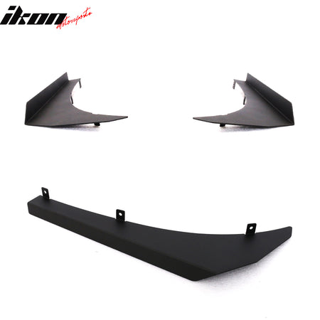 Front Bumper Lip Universal Fitment, Compatible With Most Cars 16" x 6.5" x 13" Ikon Style Front Bumper Canards Guard Black Aluminum by IKON MOTORSPORTS