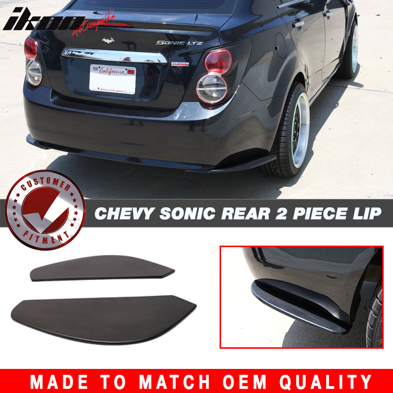 2012-2014 Chevrolet Sonic 4Dr Sedan 2 Piece Rear Bumper Lip Splitter
