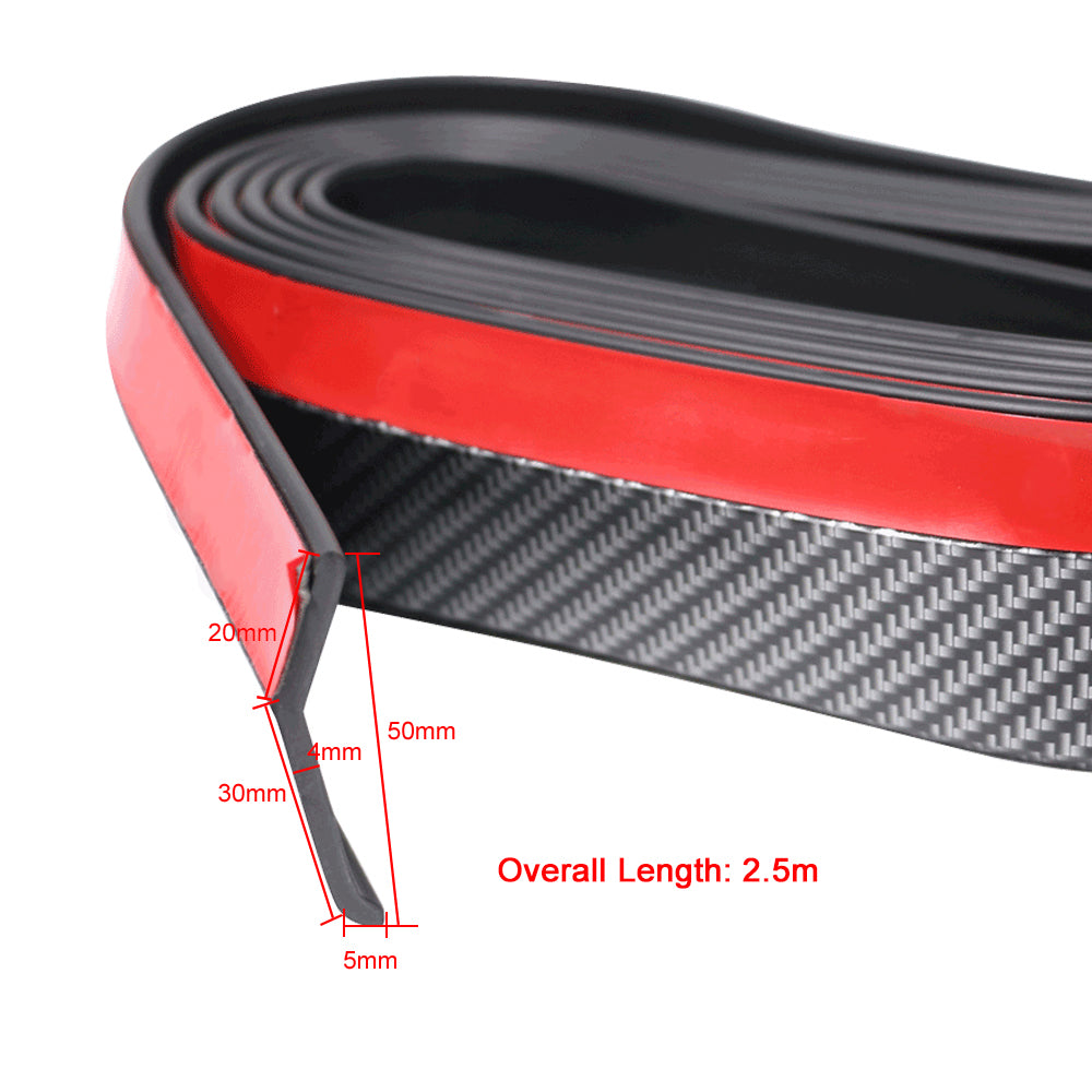 Universal Fitment Carbon Fiber Print Adhesive Strips Front bumper Lip 98 Inch
