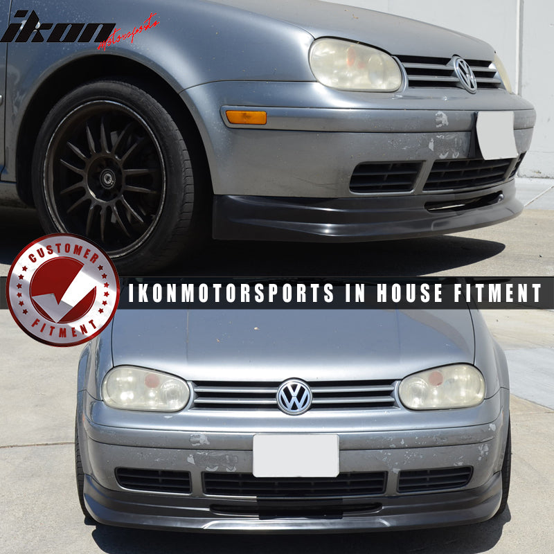 Front Bumper Lip Compatible With 1999-2004 Volkswagen Golf Mkiv P1 Style Black PU Spoiler Splitter Valance Fascia Cover Guard Protection Conversion by IKON MOTORSPORTS, 2000 2001 2002 2003