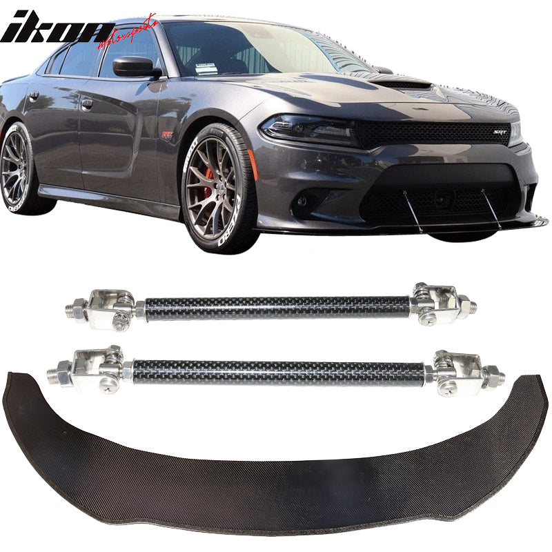 Fits 15-23 Dodge Charger SRT8 Hellcat Front Bumper Cover&Front Lip&Splitter Rod