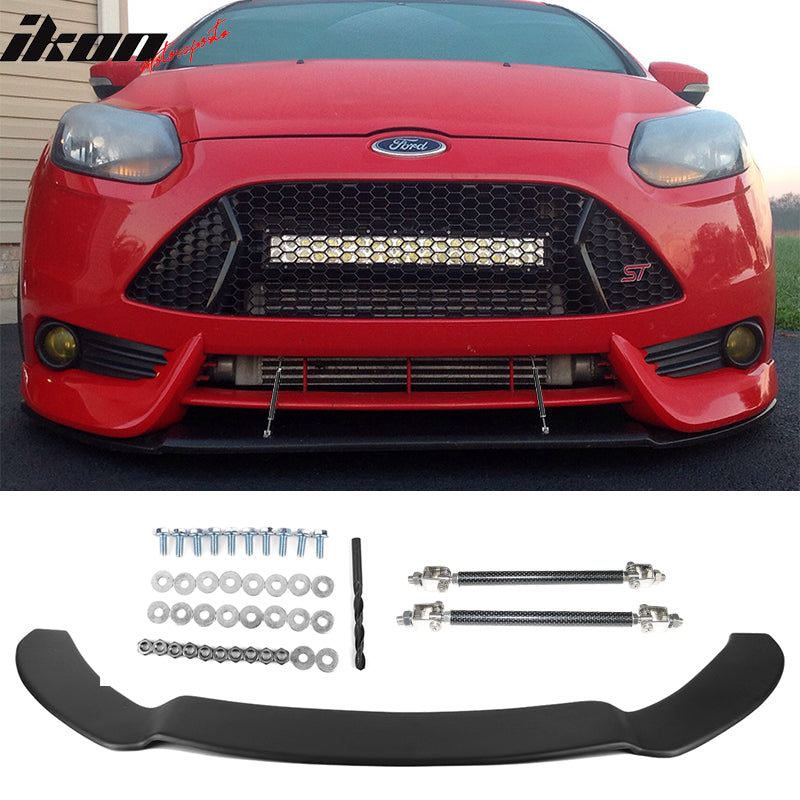 2013-2014 Ford Focus Front Bumper Lip Matte Black PP & Rods CF