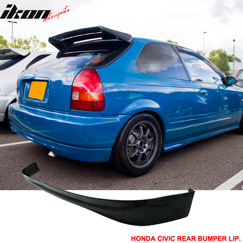 Fits 96-98 Honda Civic Hatchback Front + Rear Bumper Lip Spoiler Unpainted Black