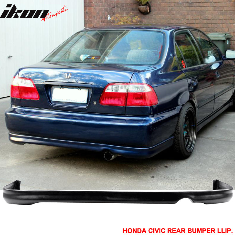 Compatible With 1996-1998 Honda Civic 2Dr/4Dr JUN Front + Rear Bumper Lip + Front Hood Grill