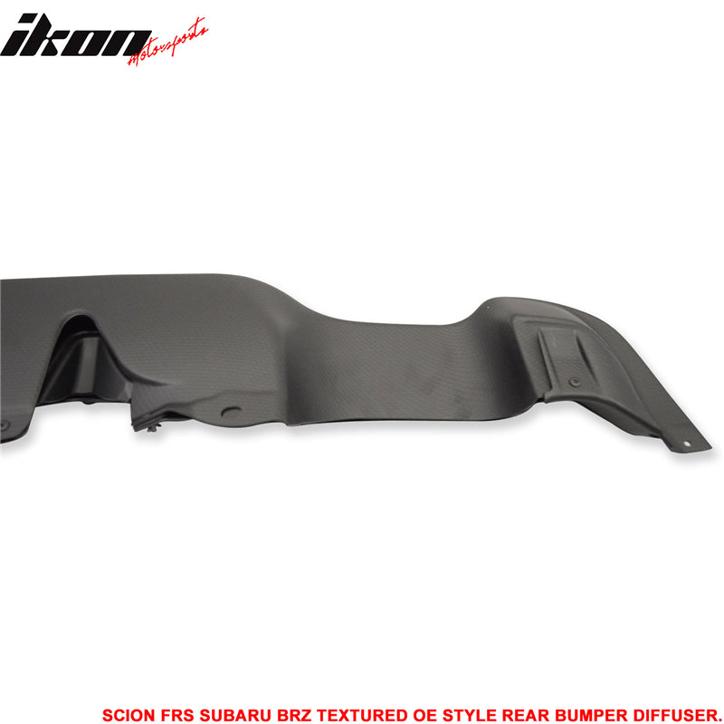 Bumper Splitter Compatible With 2013-2016 Scion FR-S/2013-2020 Subaru BRZ/2017-2020 Toyota 86, Factory Rear Bumper Diffuser Black Textured ABS by IKON MOTORSPORTS, 2014 2015
