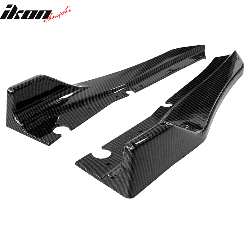 IKON MOTORSPORTS, Rear Bumper Lip Compatible With 2014-2022 Infiniti Q50, PP Rear Bumper Splitter Diffuser Pair