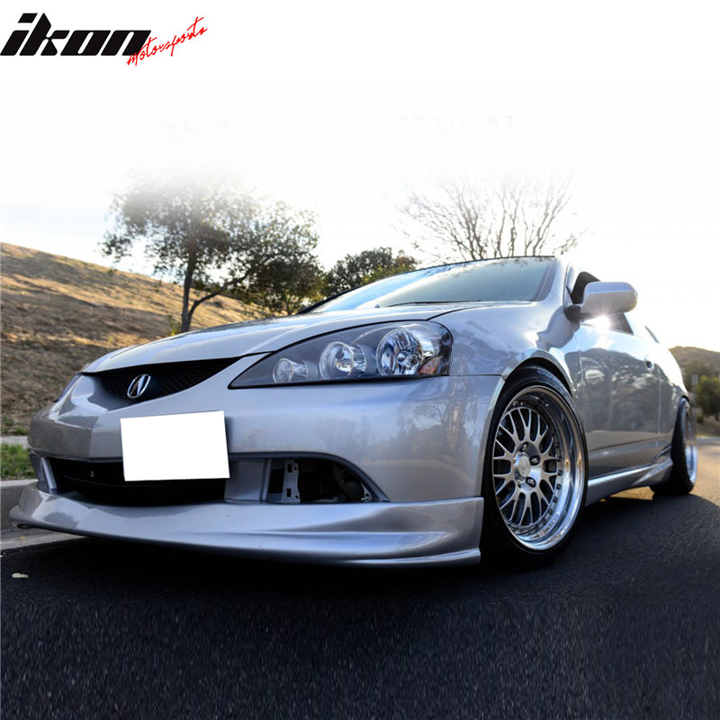 Side Skirts Compatible With 2002-2006 Acura RSX, Black PU Sideskirt Rocker Moulding Air Dam Chin Diffuser Bumper Lip Splitter by IKON MOTORSPORTS, 2003 2004 2005