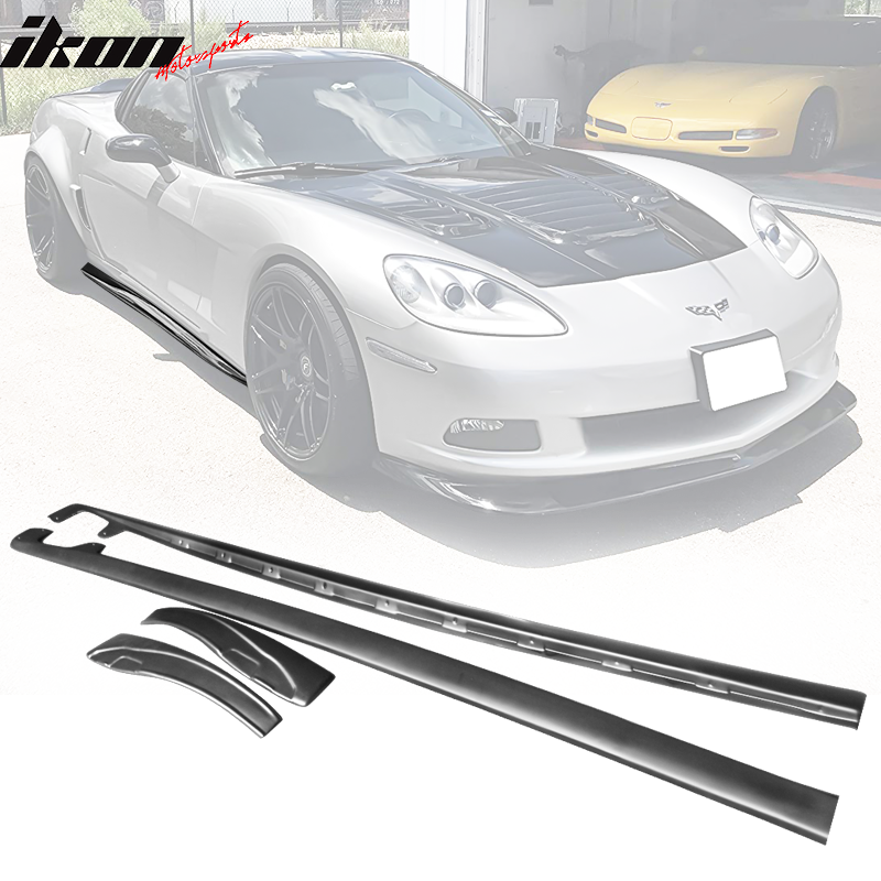 2005-2013 Chevy Corvette C6 Z06 ZL1 Style Matte Black Side Skirts PP