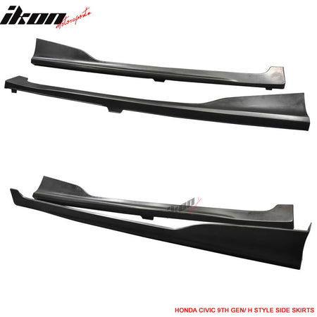 Fits 12-15 Honda Civic Coupe HF-P Style Side Skirt Extension Unpainted Black PU