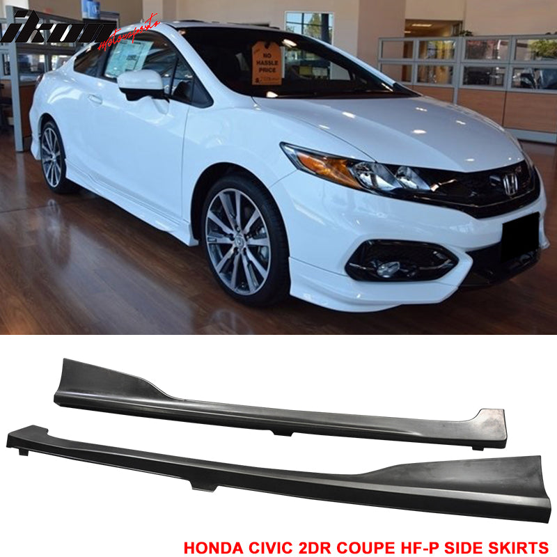Compatible With 2014-2015 Honda Civic 2DR Coupe HF-P Front Bumper Lip Splitter + Side Skirts - PU