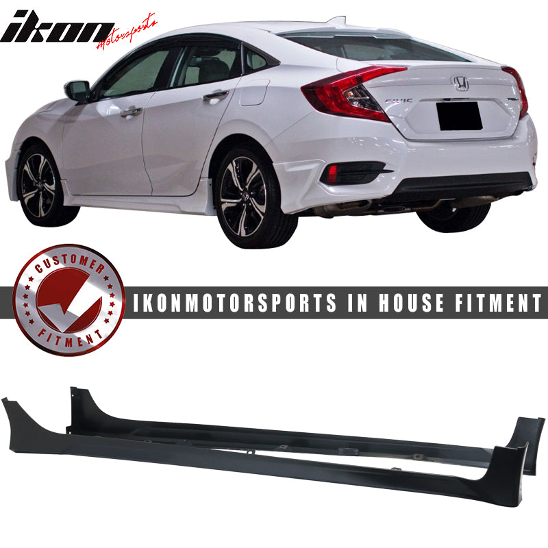 Fits 16-18 Honda Civic 4-Door HF-P Style Front + Rear Bumper Lip + Side Skirt PP