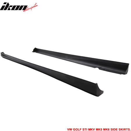 Side Skirts Compatible With 2006-2009 VW Golf, V Style Black PU Sideskirt Rocker Moulding Air Dam Chin Diffuser Bumper Lip Splitter by IKON MOTORSPORTS, 2007 2008