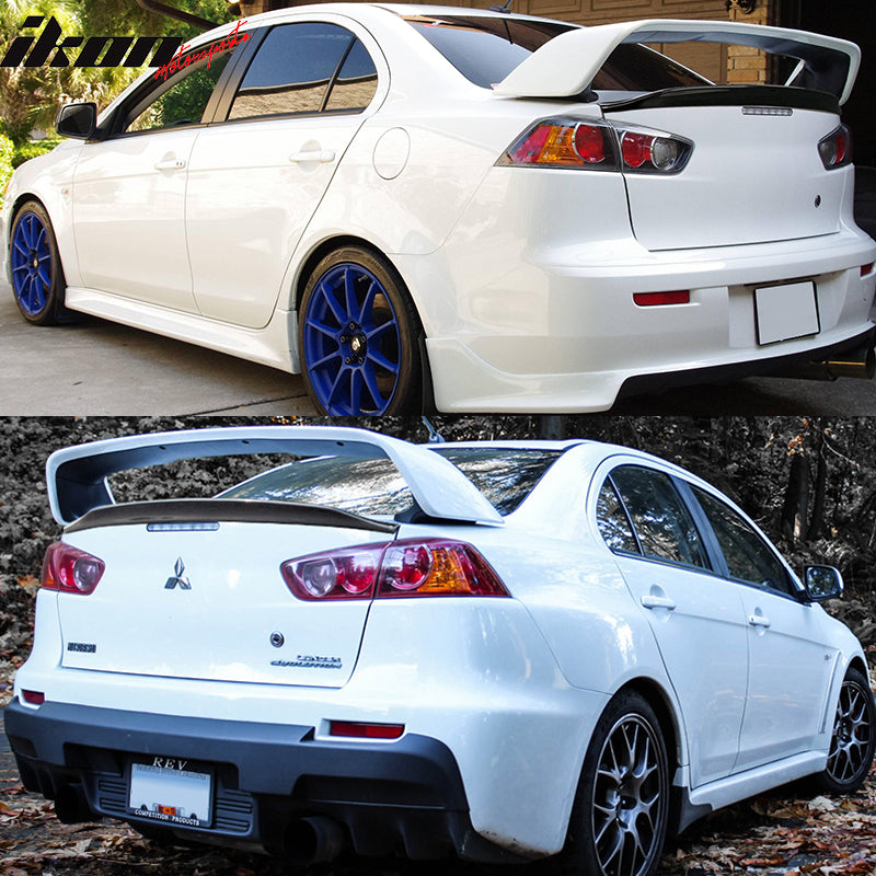 Trunk Spoiler Compatible With 2008-2017 Mitsubishi Lancer Evolution 2010 X Original EVO & Duck, Rear Spoiler Wing Tail Deck Lid Bodykit by IKON MOTORSPORTS, 2009 2010 2011 2012 2013 2014 2015 2016