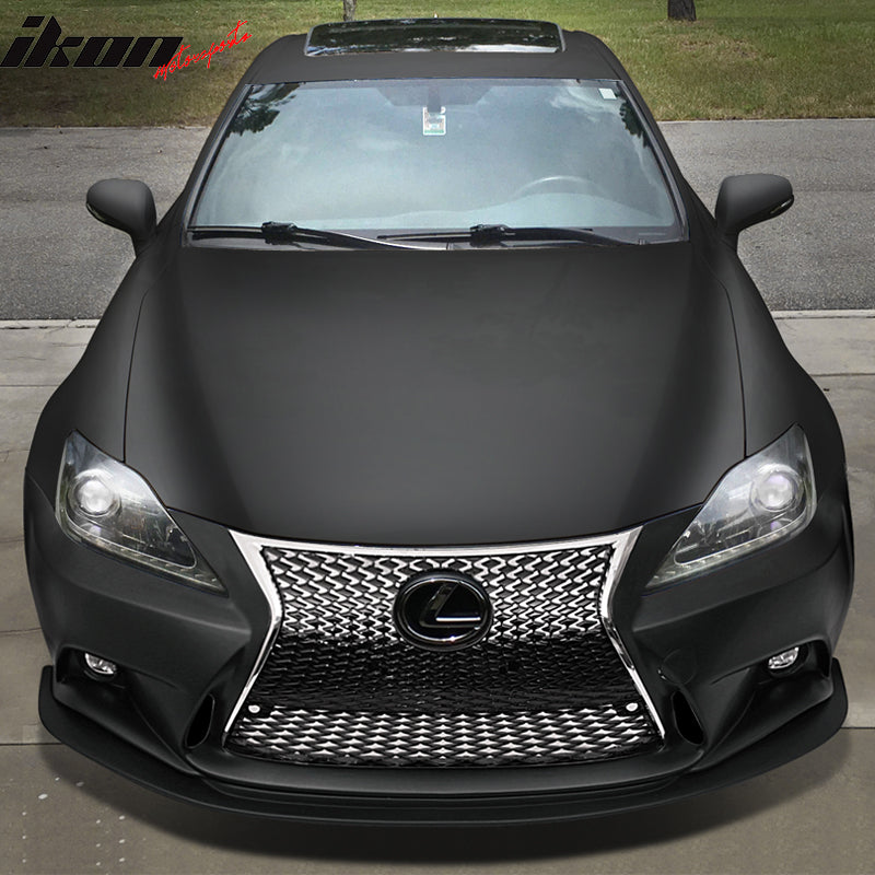 Front Bumper Cover Compatible With 2006-2013 Lexus IS250 IS350, Unpainted PP Front Lip Spoiler Diffuser Cover Guard 2IS to 3IS Conversion by IKON MOTORSPORTS, 2007 2008 2009 2010 2011 2012