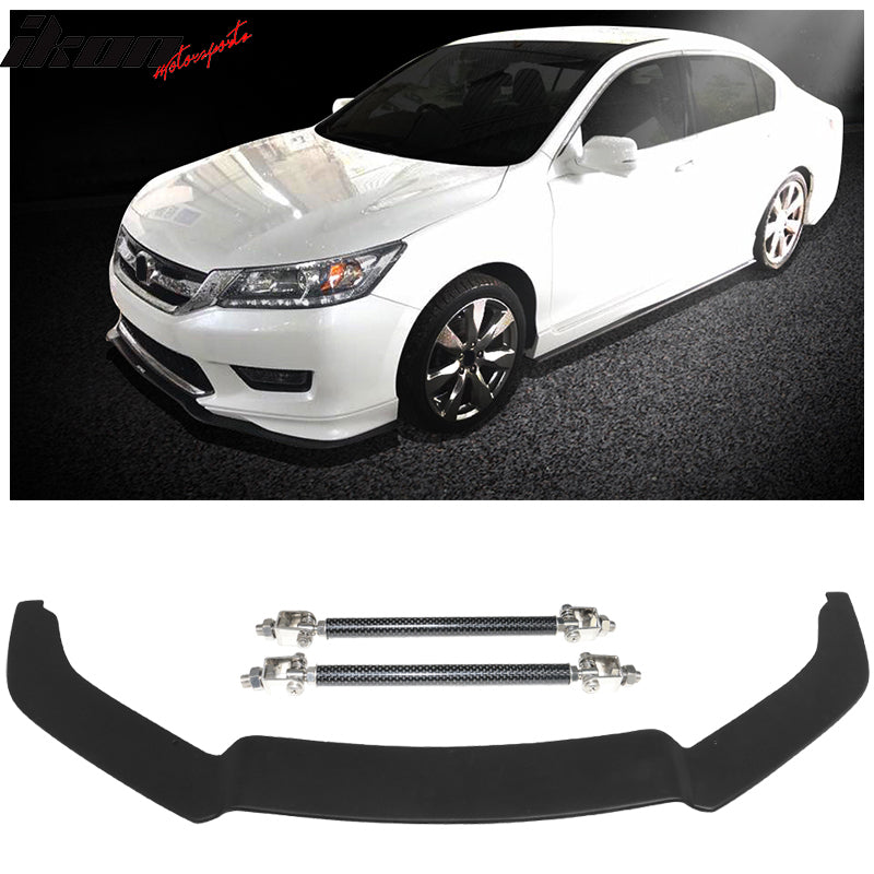 2013-2015 Honda Accord Sedan Textured Black Front Bumper Lip & Rod