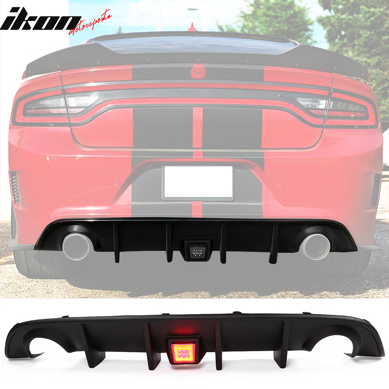 Fits 15-23 Charger SRT Rear Diffuser V2 Side Valance Lip W/ Smoke LED Brake Lamp