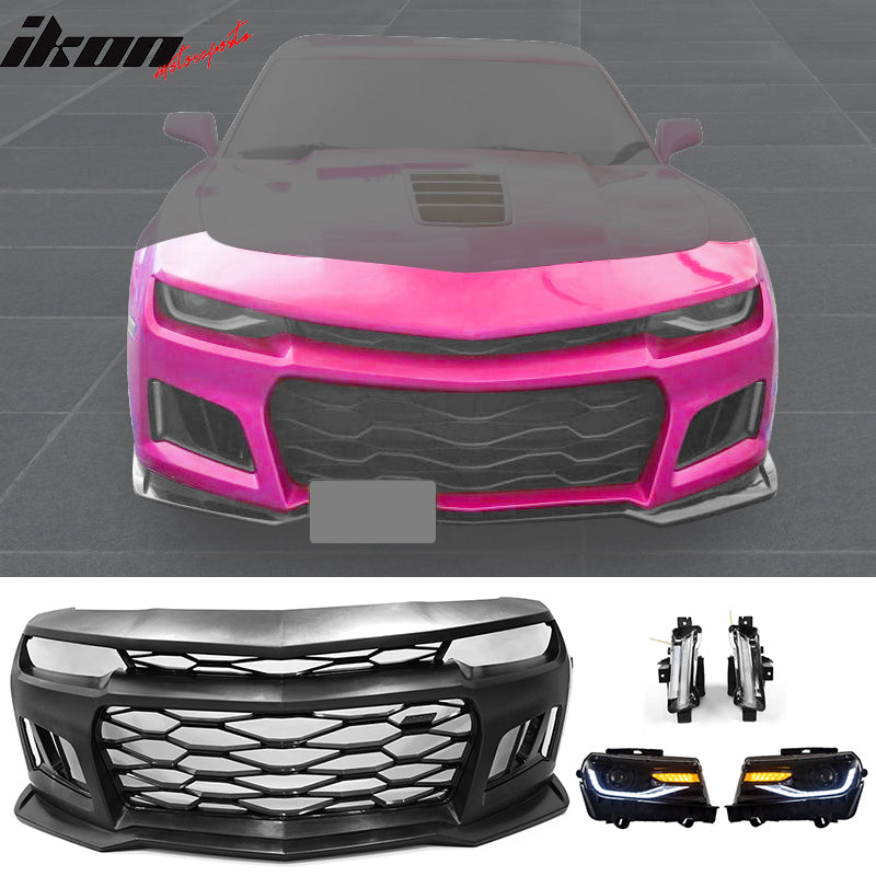 2014-2015 Chevy Camaro ZL1 Style Front Bumper DRL Fog Lights Headlamps