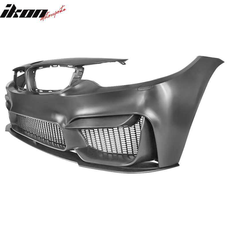 IKON MOTORSPORTS, Front Bumper Cover Compatible With 2014-2020 BMW 4 Series F32 F36, Coupe M4 Style PP Polypropylene Front Bumper Conversion Replacement, 2015 2016 2017 2018 2019