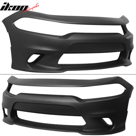 Fits 15-23 Dodge Charger Front Bumper + Foglights + Updated 2019 Style Grilles