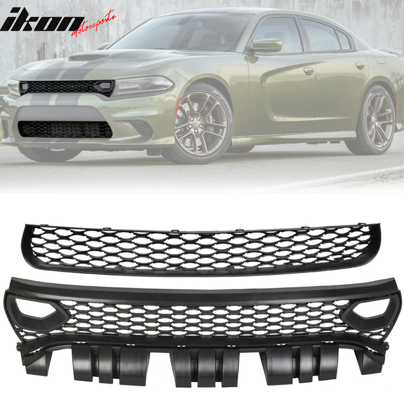2015-2023 Dodge Charger Upper & Lower Grilles w/ Air Ducts 2PC PP