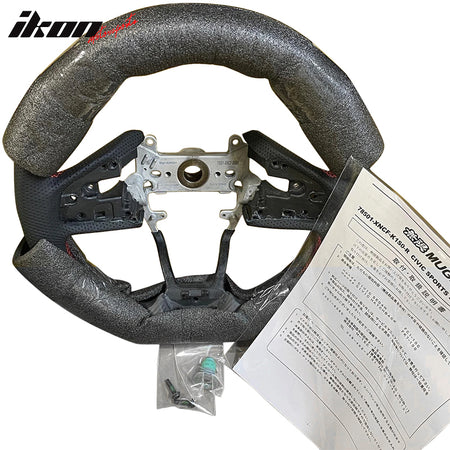 17-21 Honda Mugen Sports Dry Carbon Fiber Steering Wheel for FK8 Civic Type-R