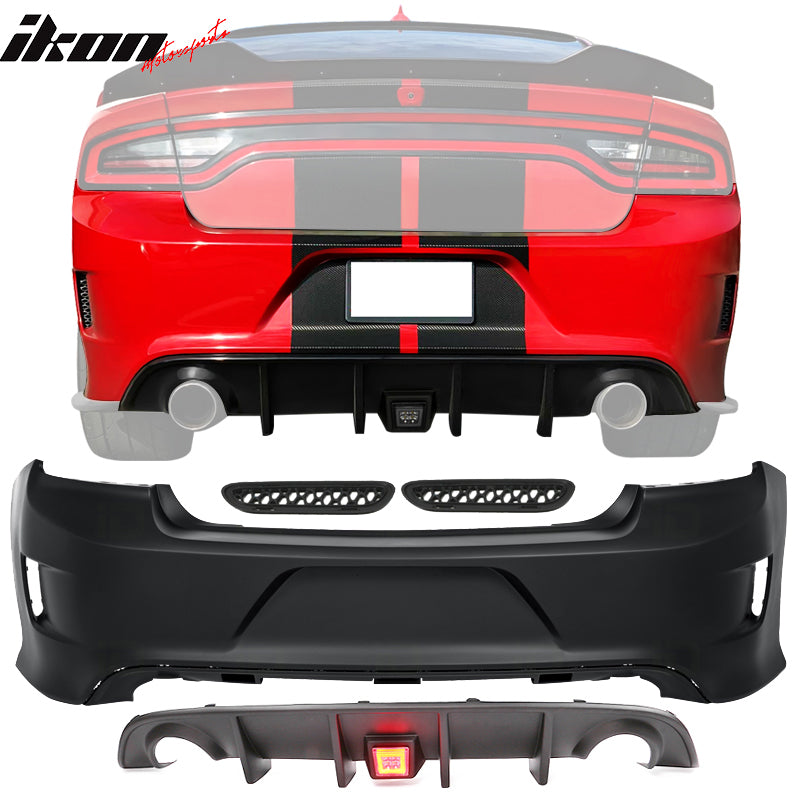 2015-2023 Dodge Charger Black Rear Bumper Lip Smoke Brake Light PP