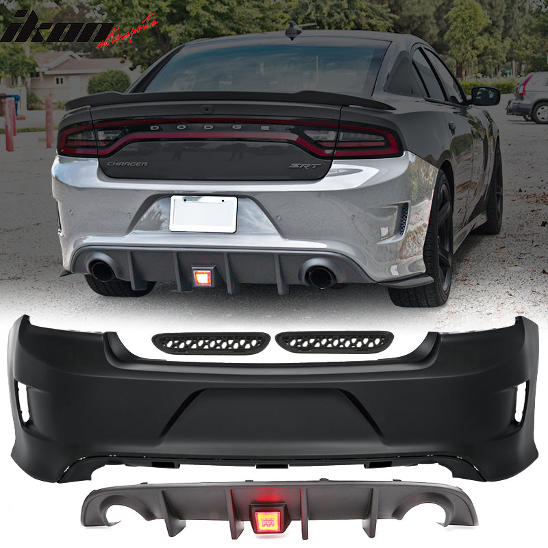 2015-2023 Dodge Charger Black Rear Bumper Lip Red Brake Light PP