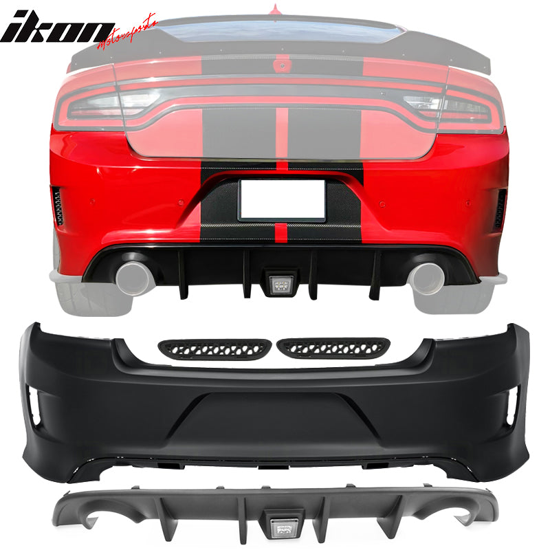 2015-2023 Dodge Charger Black Rear Diffuser Lip Clear Brake Light PP