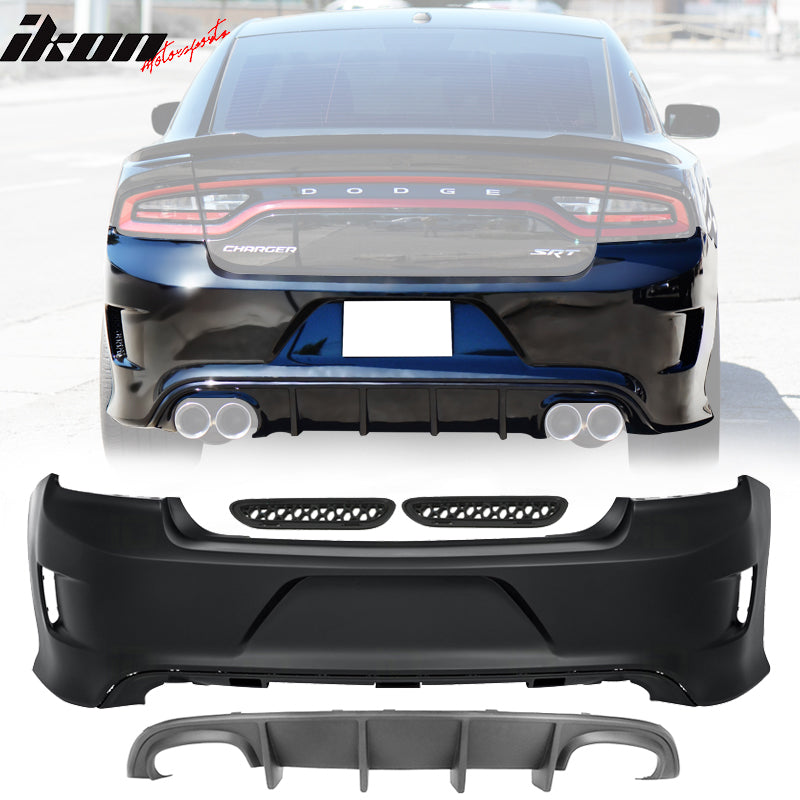 2015-2023 Dodge Charger Rear Bumper Quad Exhaust Rear Lip Diffuser PP