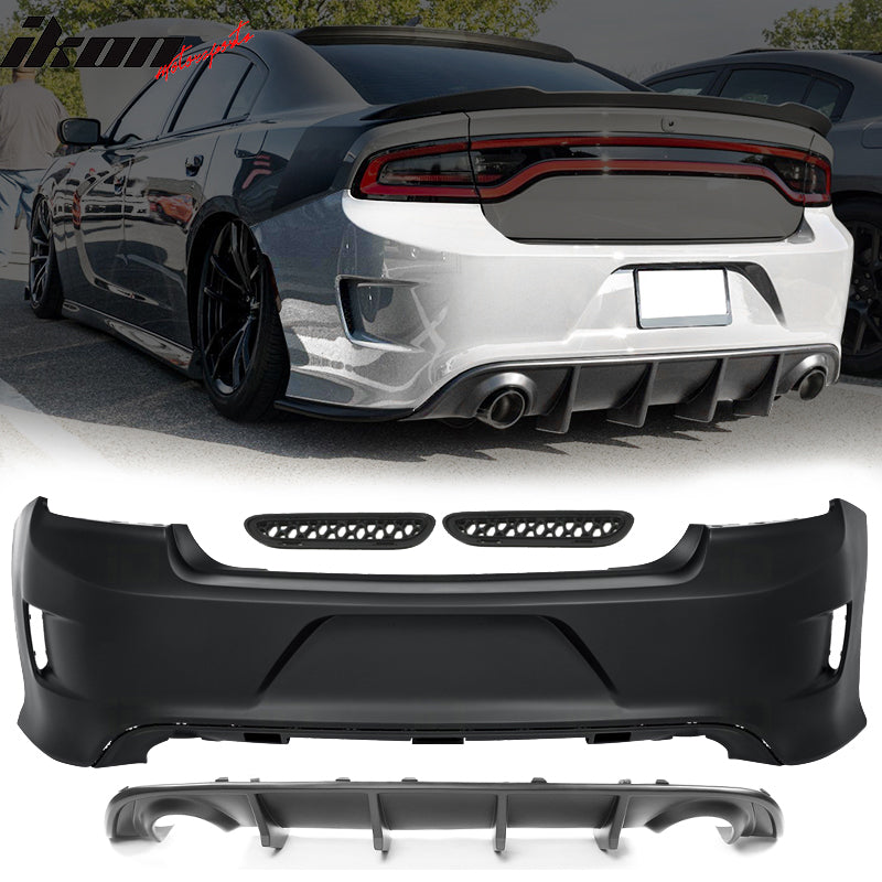 2015-2023 Dodge Charger Black Rear Bumper Conversion Diffuser Lip PP